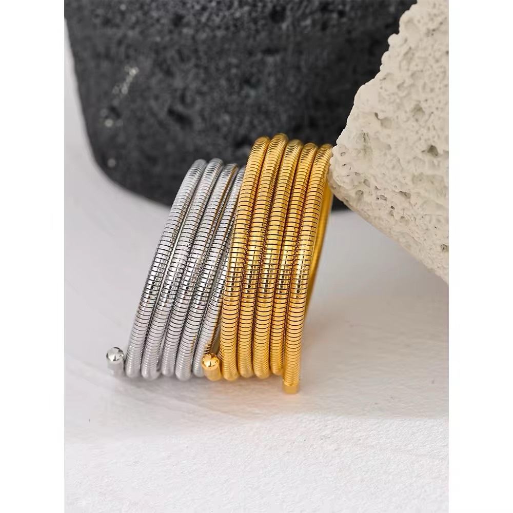 Stainless Steel Twisted Spiral Bracelet